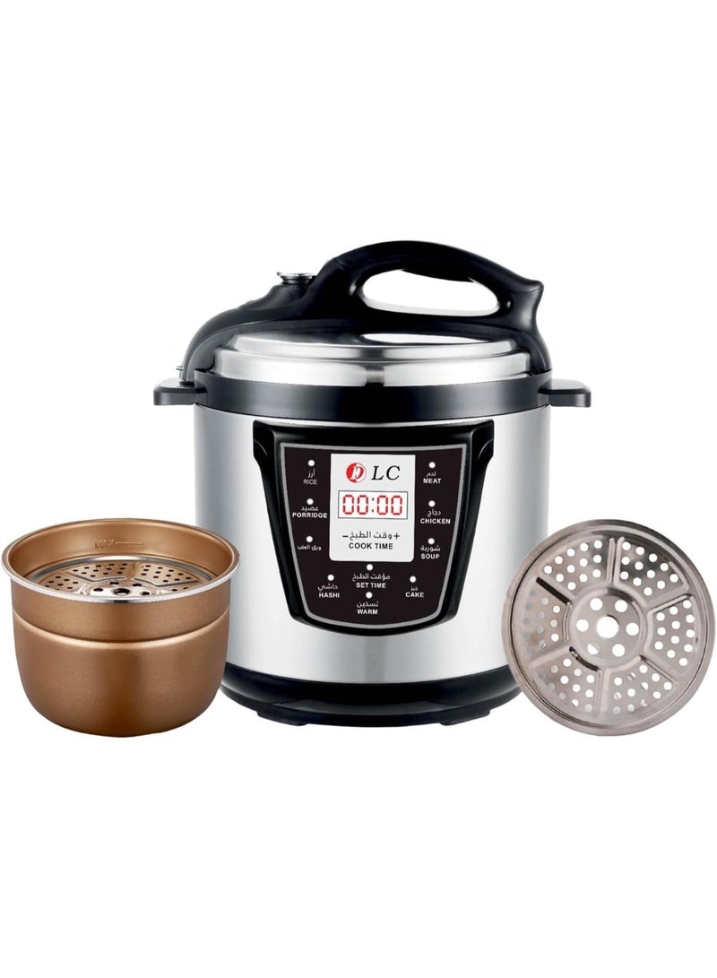 D L C Digital Electric Pressure Cooker Multi-Function 12 Litre Capacity Non-Stick Pot 1500W High Power With Mandi Grill Rack DLC-25612 - Image 1